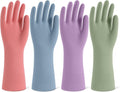 Rubber Cleaning Gloves for Dishwashing, 4 Pairs Reusable Kitchen Gloves