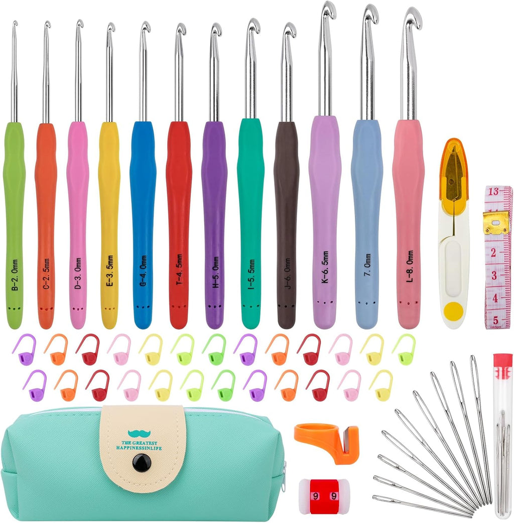 MECHEER Crochet Hooks 12 Sizes Crochet Hook Set, 51 Pack Yarn Crochet Kit