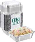 110 Pack 5x4 Disposable Small Aluminum Pans with Dome Lids