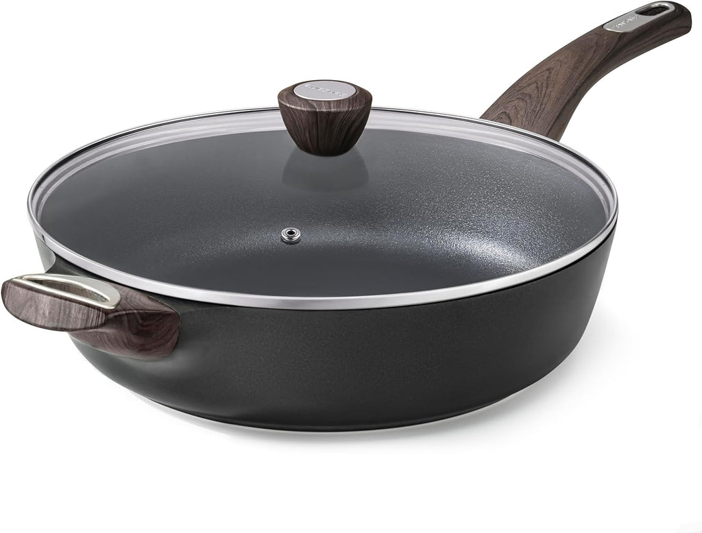 SENSARTE Nonstick Frying Pan Skillet with Lid, 12 Inch Large Deep Frying Pan