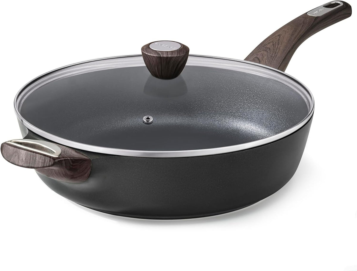 SENSARTE Nonstick Frying Pan Skillet with Lid, 12 Inch Large Deep Frying Pan