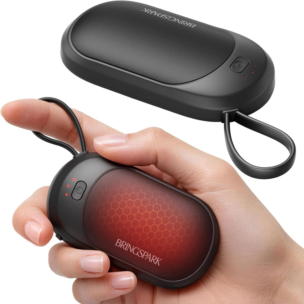 Magnetic Rechargeable Hand Warmers Built-in Loop, Palm-sized, 2-Pack