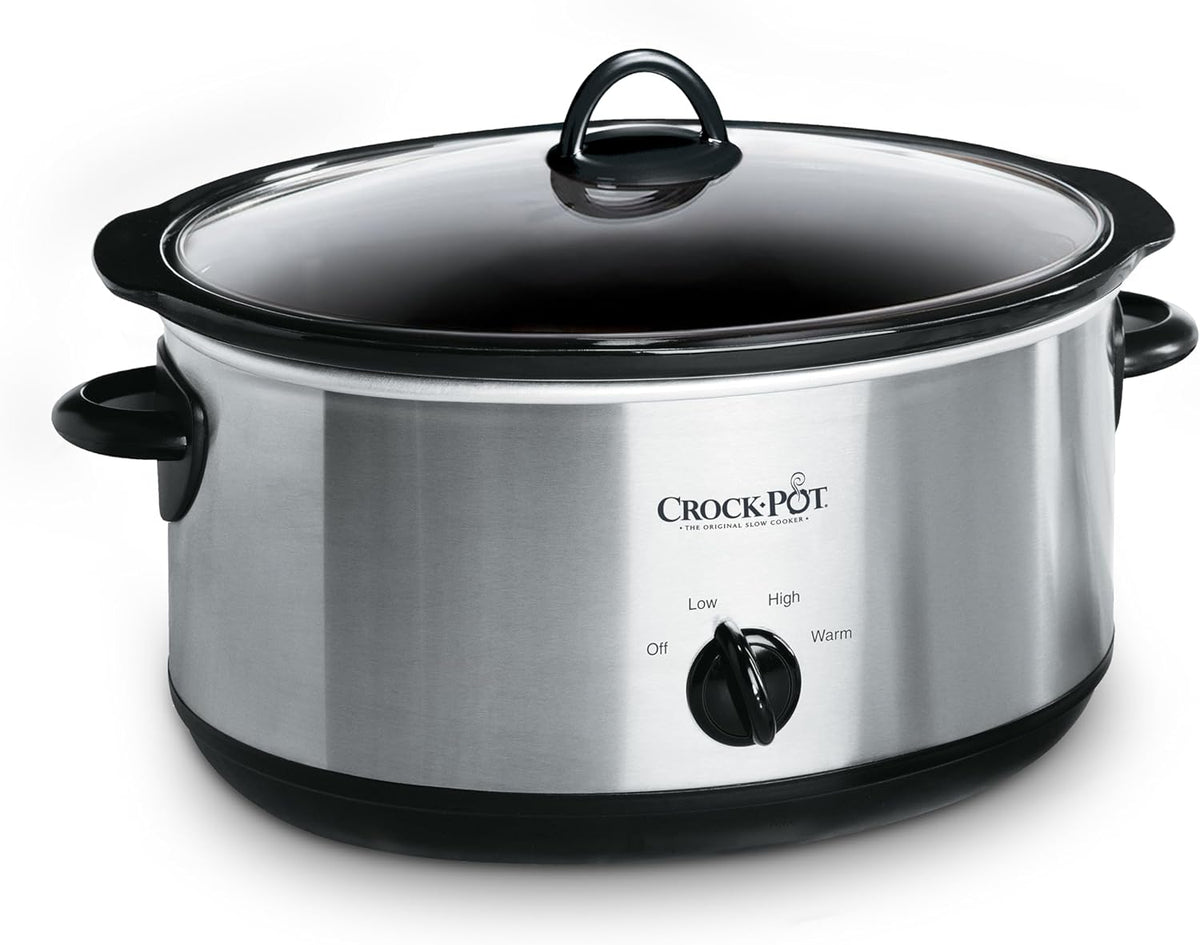 Crock-Pot 7 Quart Oval Manual Slow Cooker, Stainless Steel