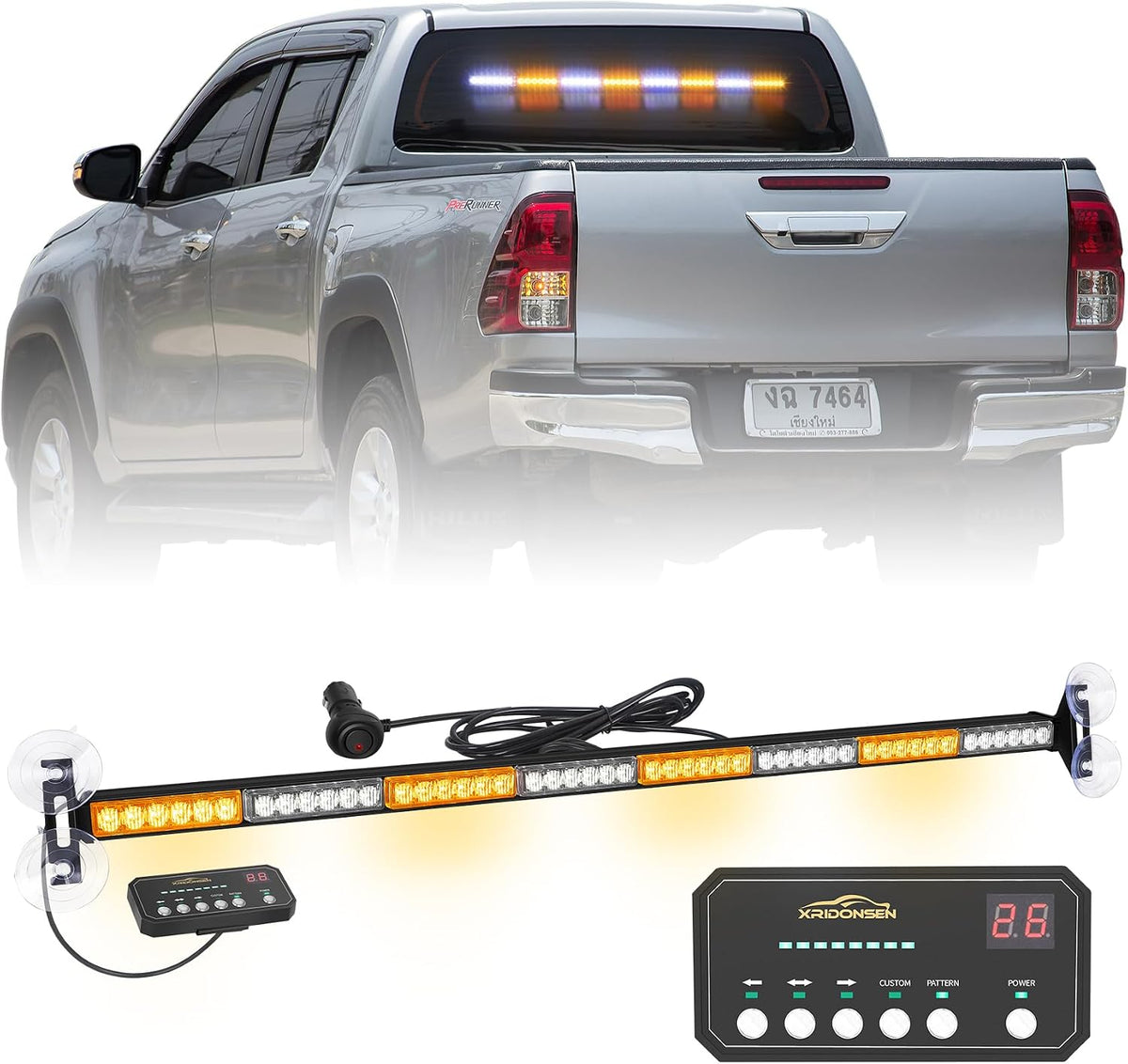 35 inch Strobe Light Bar, 48 LED Amber White Windshield Lights