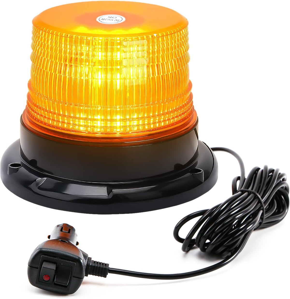 Amber Rooftop Beacon Strobe Lights w/Magnetic Base, 1-Pcs