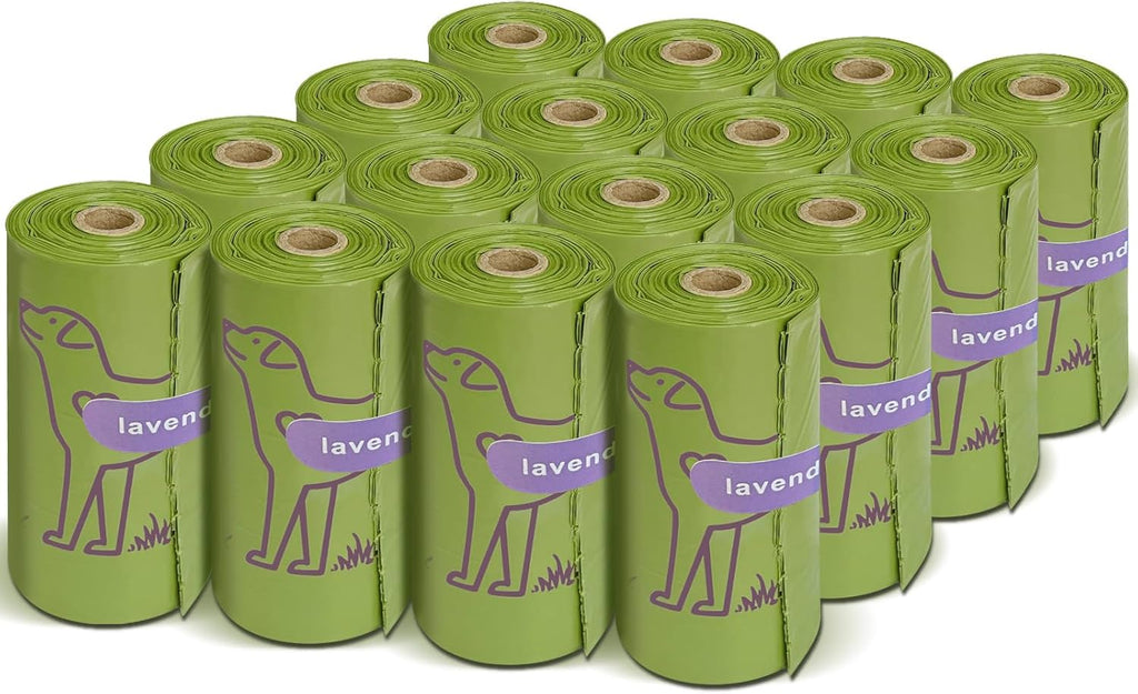 240 Count Lavender Scented 13‰۝ x 9‰۝ Dog Poop Bags Rolls, Leakproof Strong