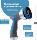 INNAV8 Garden Hose Nozzle Heavy Duty - Features 10 Spray Patterns, THUMB - garden hose nozzle sprayer heavy duty