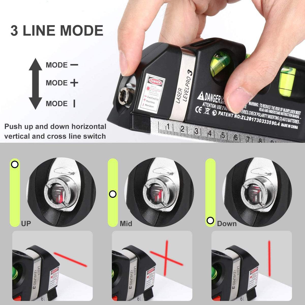 Laser Level Line Tool, Multipurpose Laser Level Kit Standard Cross Line Laser