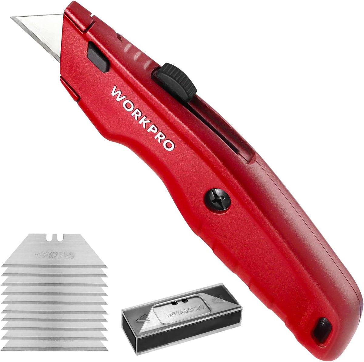WORKPRO Premium Utility Knife, Retractable All Metal Heavy Duty Box Cutter - workpro utility knife blade change