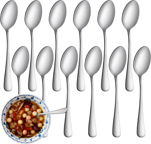 12 Pcs Teaspoons Set, Food-Grade Stainless Steel Spoons Silverware, Cutlery Tea Spoons