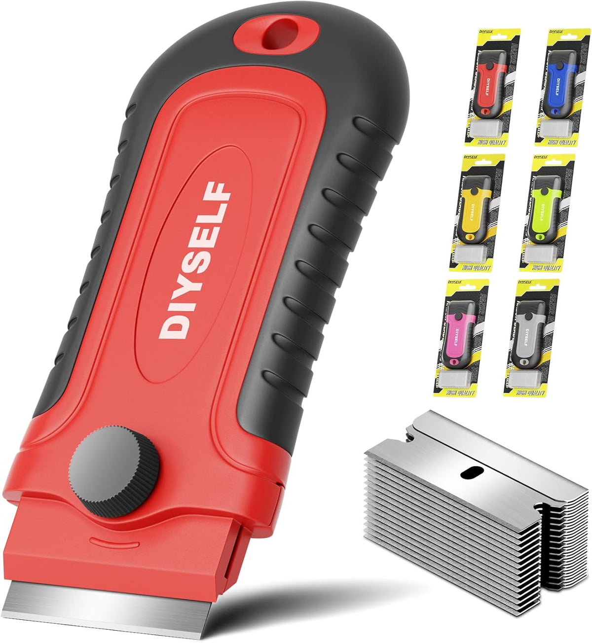 DIYSELF 1 Pack Razor Blade Scraper with 15 Extra Blades, Scraper Tool for - extra long razor blade scraper