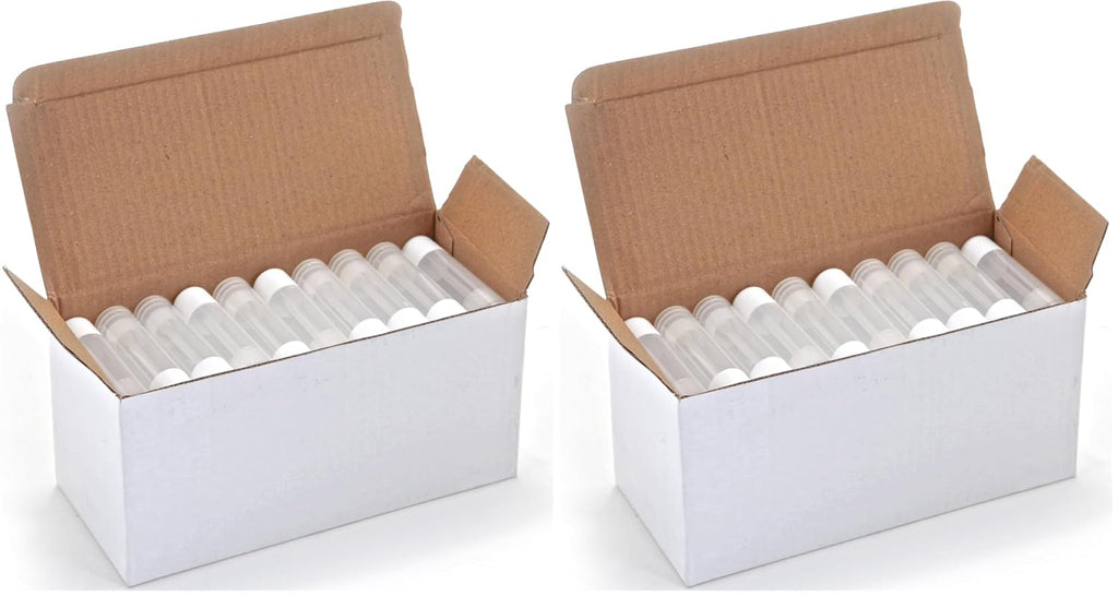 Vivaplex 50, Clear, Empty, 5.5 ml Lip Balm Tubes with White Caps