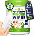 Dog Dental Wipes for Teeth Cleaning, Finger Toothbrush Wipes for Dogs Cats
