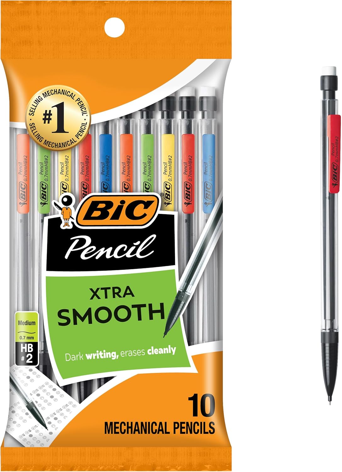 BIC Xtra-Smooth Mechanical Pencils with Erasers, Medium Point