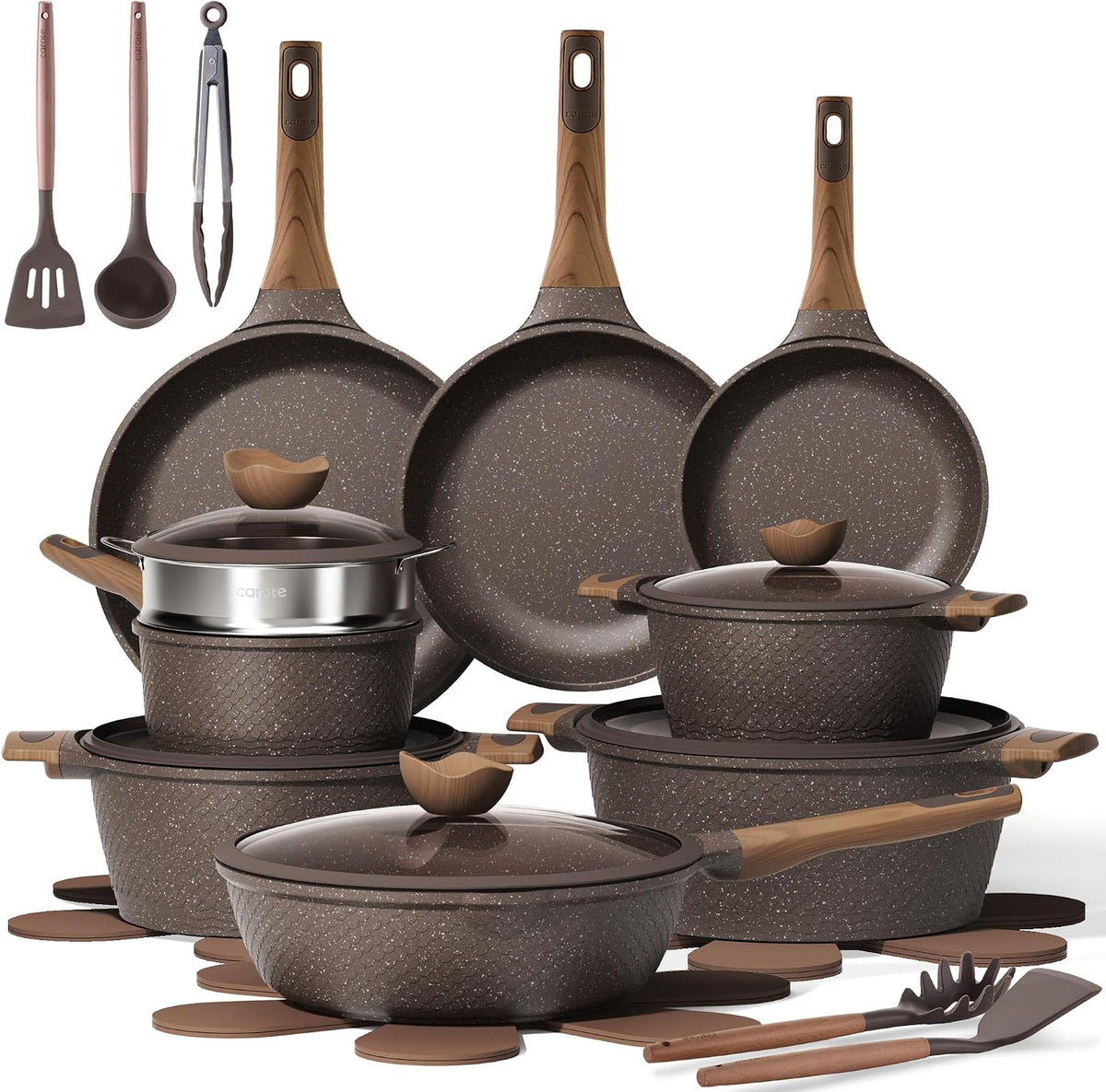 CAROTE 26pcs Pots and Pans Set Non Stick Cookware Sets