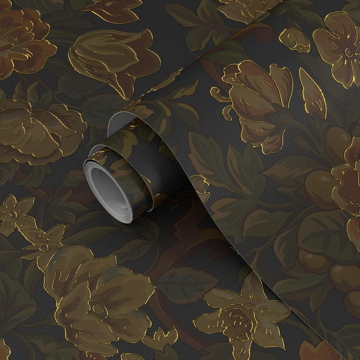 Vintage Peel and Stick Wallpaper Floral Contact Paper 17.3x98.4in |Retro Victorian Dark