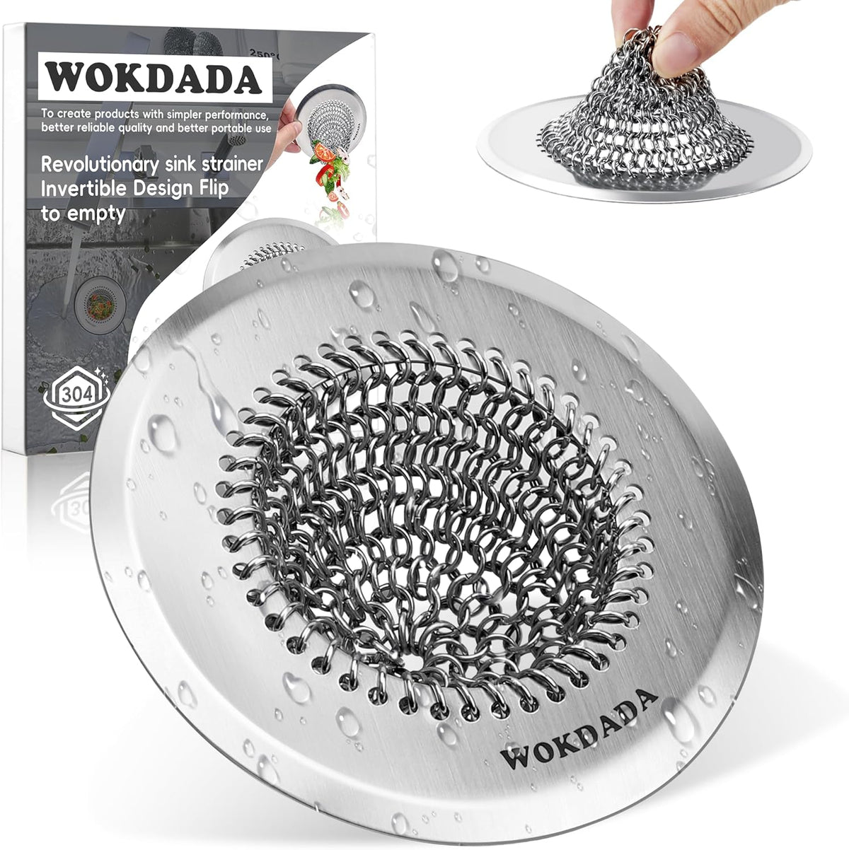 Revolutionary Kitchen Sink Drain Strainer/Patented Reversible Chain Mesh - kitchen sink drain strainer basket