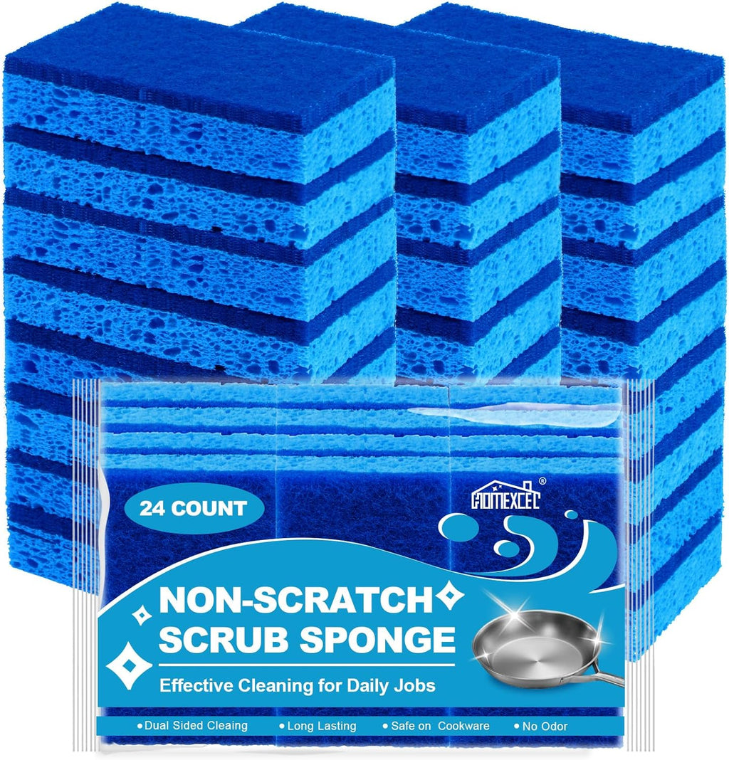 HOMEXCEL Sponges Kitchen 24pcs, Non-Scratch Scrub Dish Sponge Safe