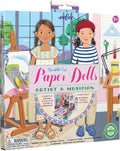 eeBoo Musician and Artist Paper Dolls Set - Reusable Dress-Up Play with Stand-Up Scene