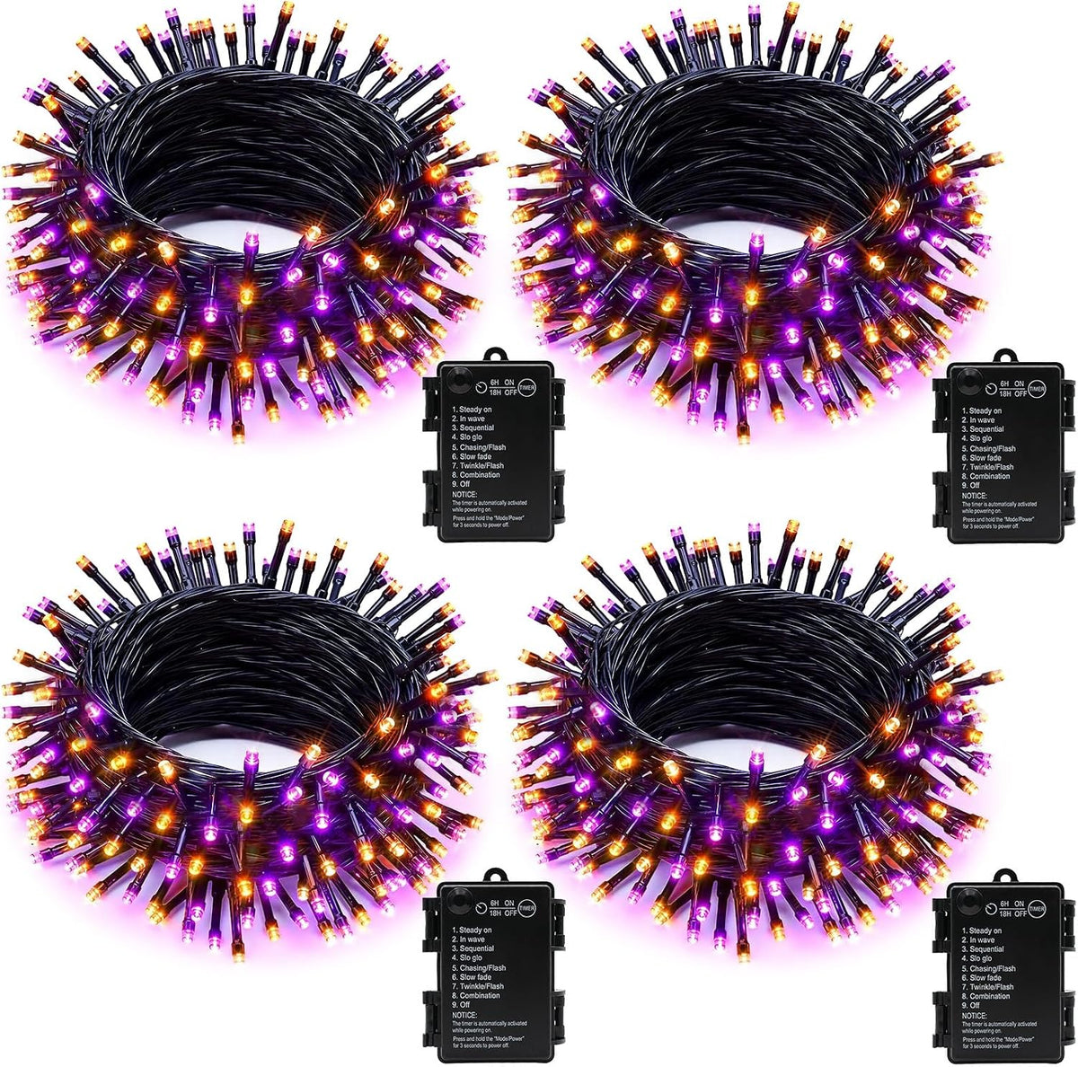 Brightown 4 Pack Battery Operated Halloween Lights, 17FT String Lights
