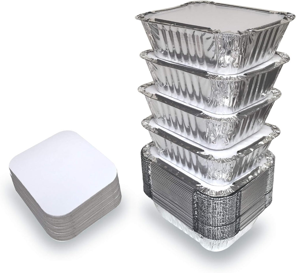 55 Pack - Aluminum Pan/Containers with Lids/Foil Containers/Aluminum Pans with Lids/Take