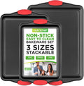 NutriChef 3-Piece Nonstick Kitchen Oven Baking Pans - Premium & Stylish