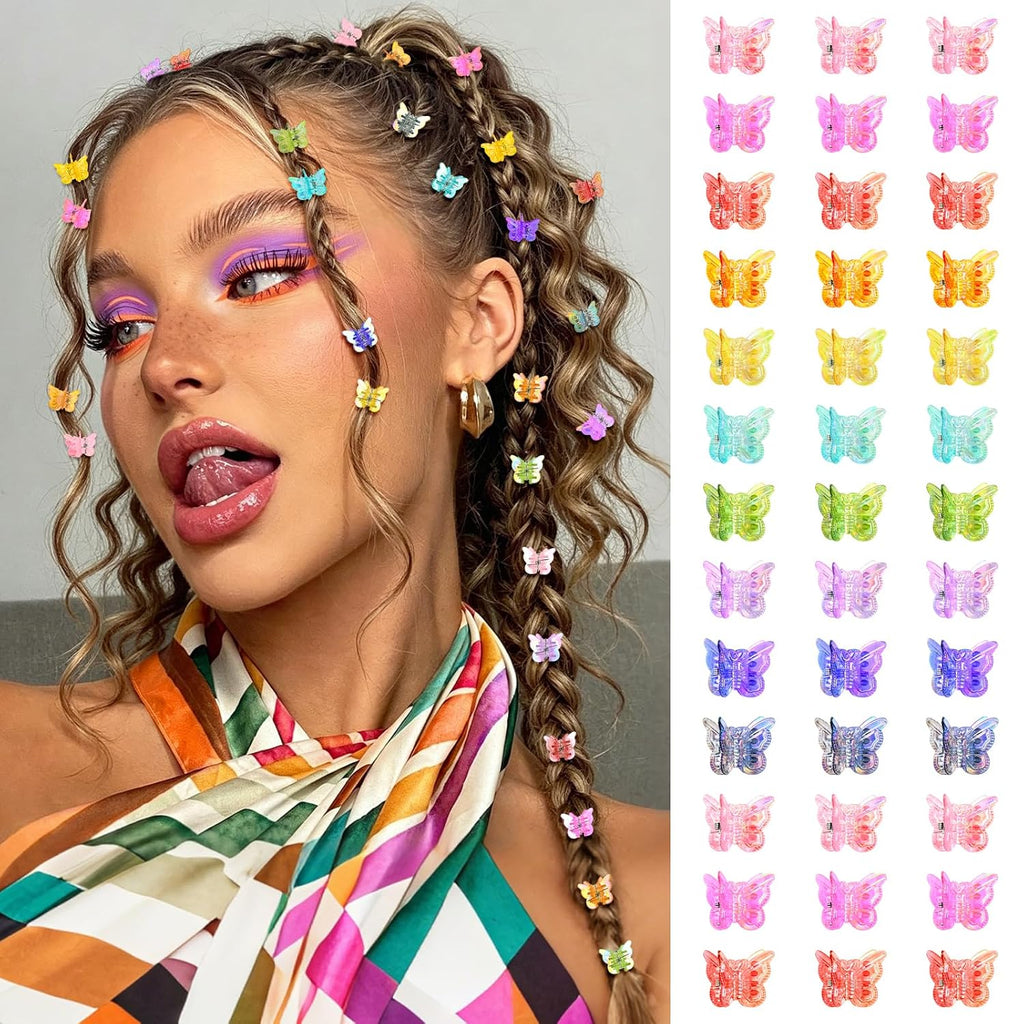Mini Butterfly Hair Clips, Y2K 90s 50pcs Hair Accessories - mini butterfly hair clips hairstyles