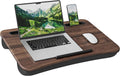 SONGMICS Laptop Lap Desk with Cushion, Brown PVC Leather, Fits 15.6" Laptop