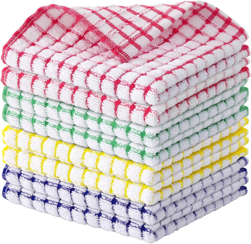 Kitinjoy Cotton 8 Pack Terry Kitchen Dish Cloths, 12 x 12 Inches Super Soft - cotton terry kitchen dish towel