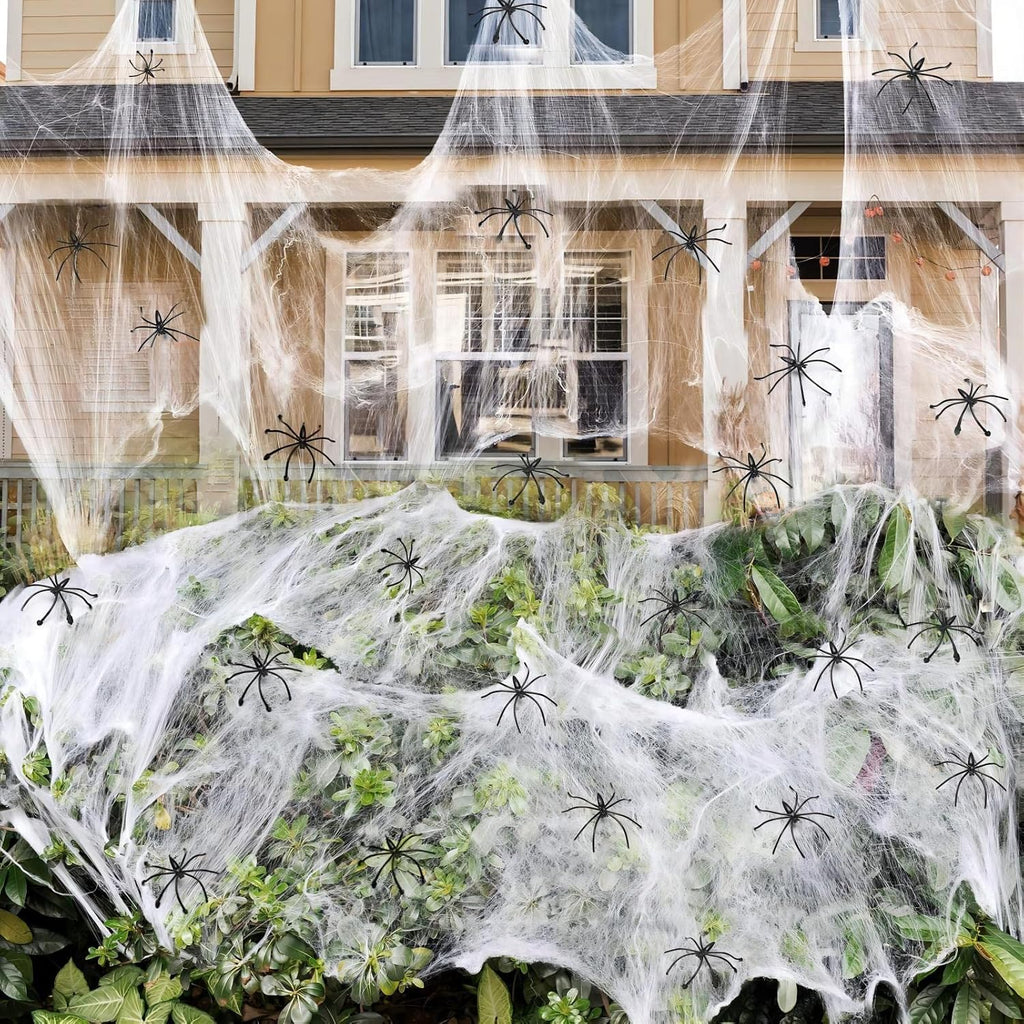 ZPISF 1400 sqft Halloween Spider Webs Decorations with 150 Extra Fake Spiders
