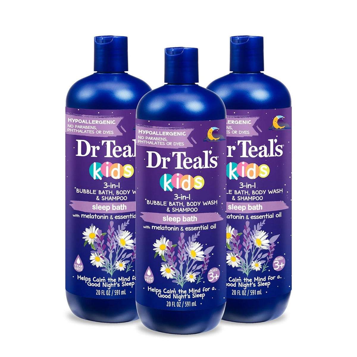 Dr Teal's Kids 3-in-1 Sleep Bath: Bubble Bath, Body Wash & Shampoo