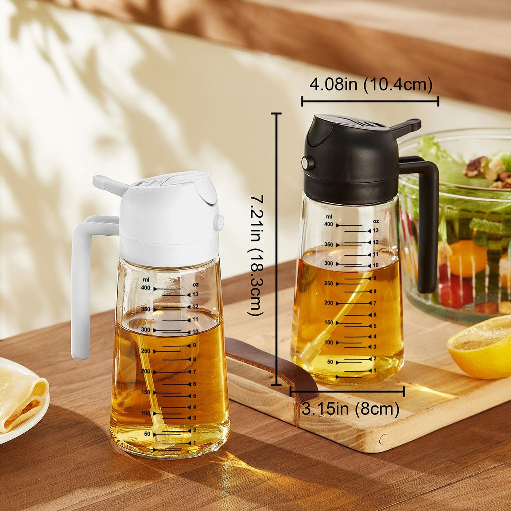 TrendPlain 16oz/470ml Glass Olive Oil Sprayer for Cooking – 2 in 1 Olive