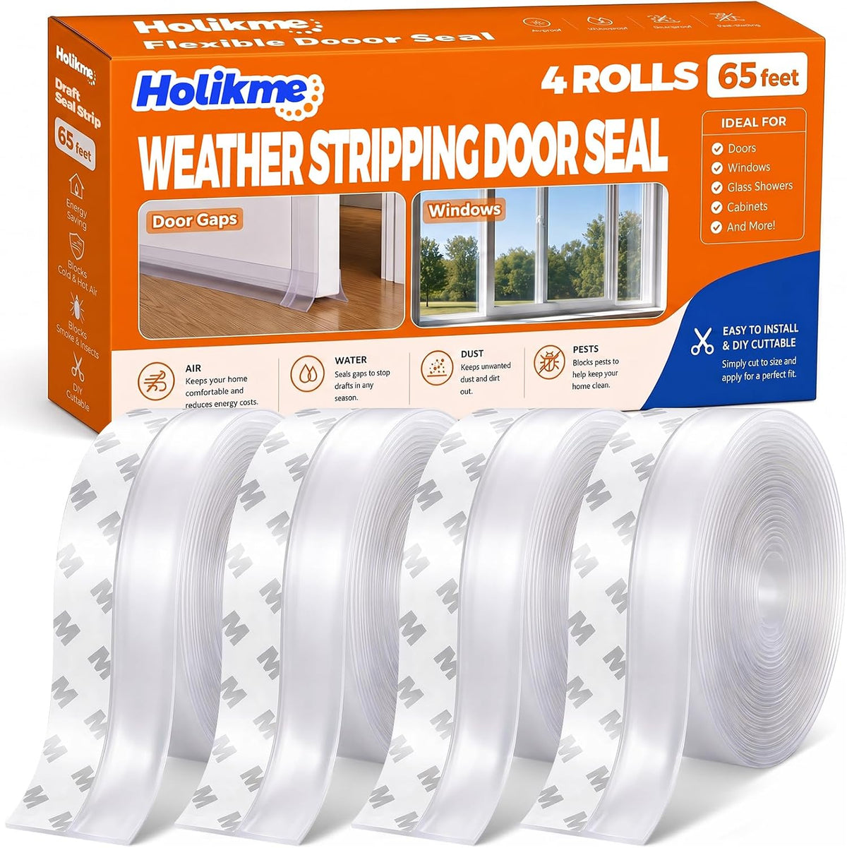 Holikme 65FT Weather Stripping Door Seal Draft Stopper Window Seal