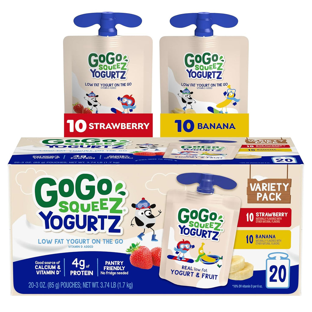 GoGo squeeZ yogurtZ Variety Pack, Strawberry & Banana, 3 oz