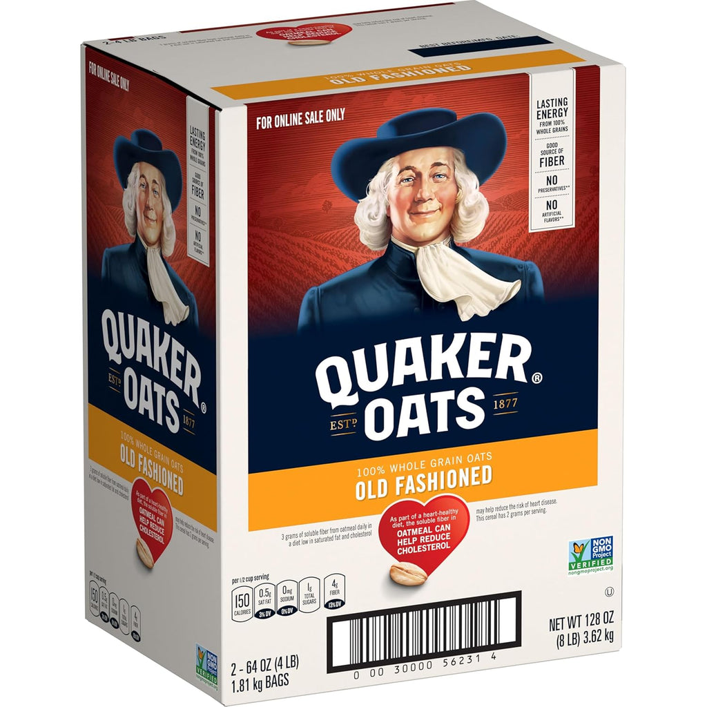 Quaker Old Fashioned Rolled Oats, Non GMO Project Verified, Two 64oz Bags