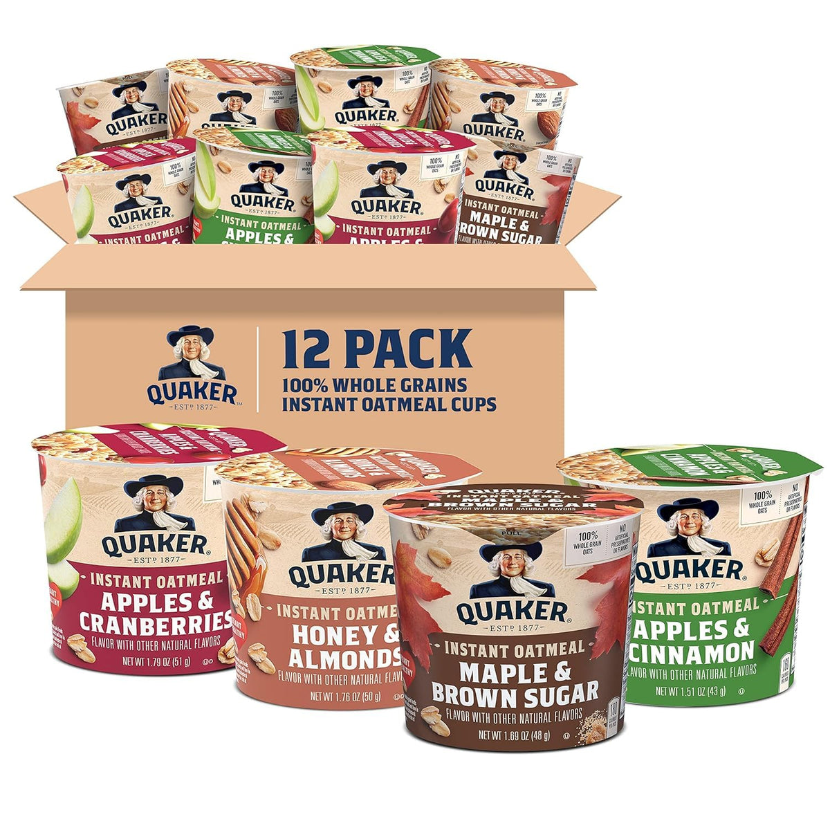 Quaker Instant Oatmeal Express Cups, 4 Flavor Variety Pack, 1.76 Ounce