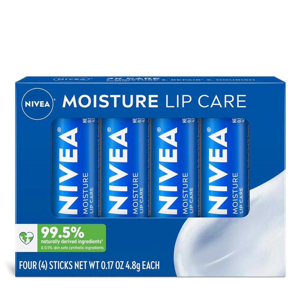 NIVEA Moisture Lip Care, Hydrating Lip Balm with Shea Butter, Nourishing Oils