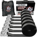 Cartman 1" x 12 ft Lashing Straps, 6 Pack, 600 lb Break Strength, Black