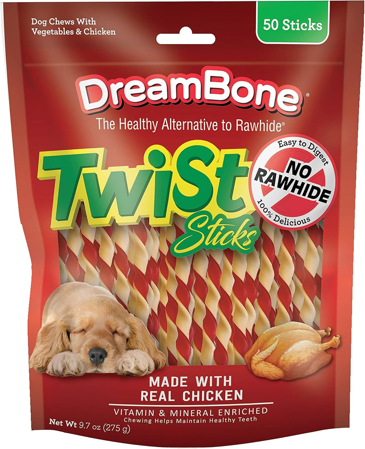 DreamBone Twist Sticks Chews for Dogs, 50 Count, Treat Your Dog