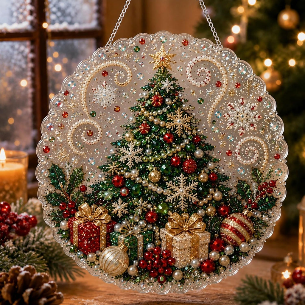 Christmas Pearl Diamond Painting Suncatcher Kit, DIY Craft
