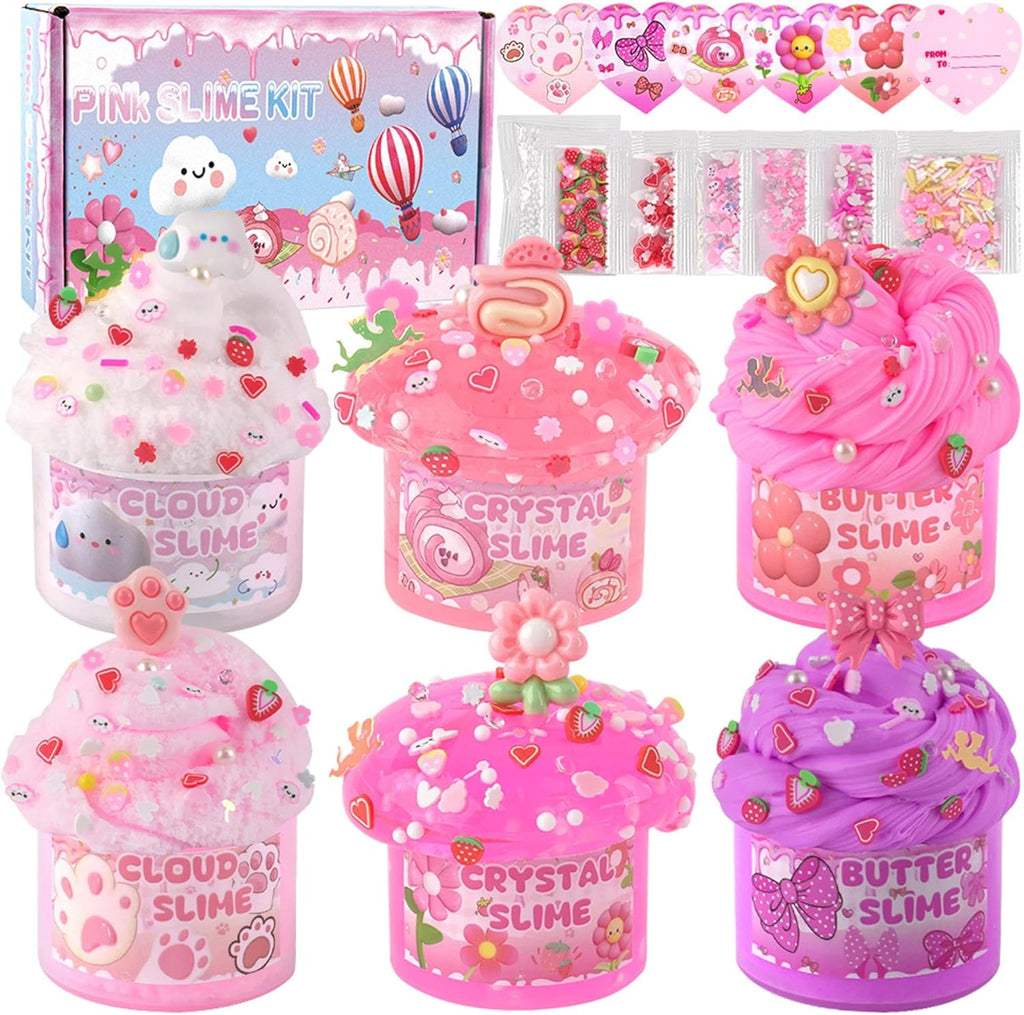 6 Pack Slimes, Pink Slime Kids, Cloud Slime kit for Girls Ages 8-12, Toys