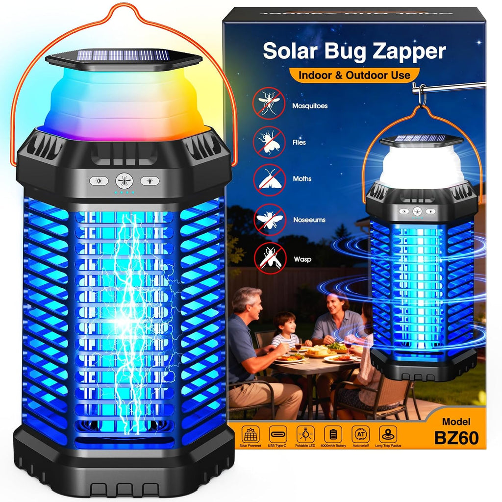Foldable Solar Bug Zapper Outdoor – Portable 4500V Mosquito Zapper with 12H - solar bug zapper outdoor nearby