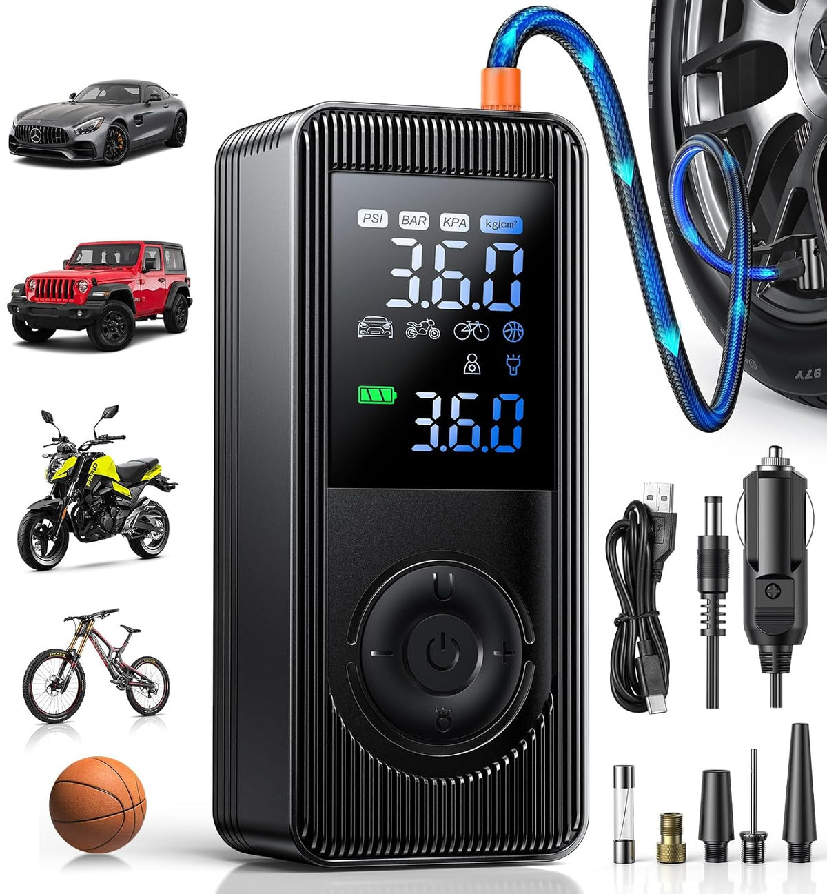 Tire Inflator Portable Air Compressor - 150 PSI 4X Fast Inflation - tire inflator portable air compressor for car