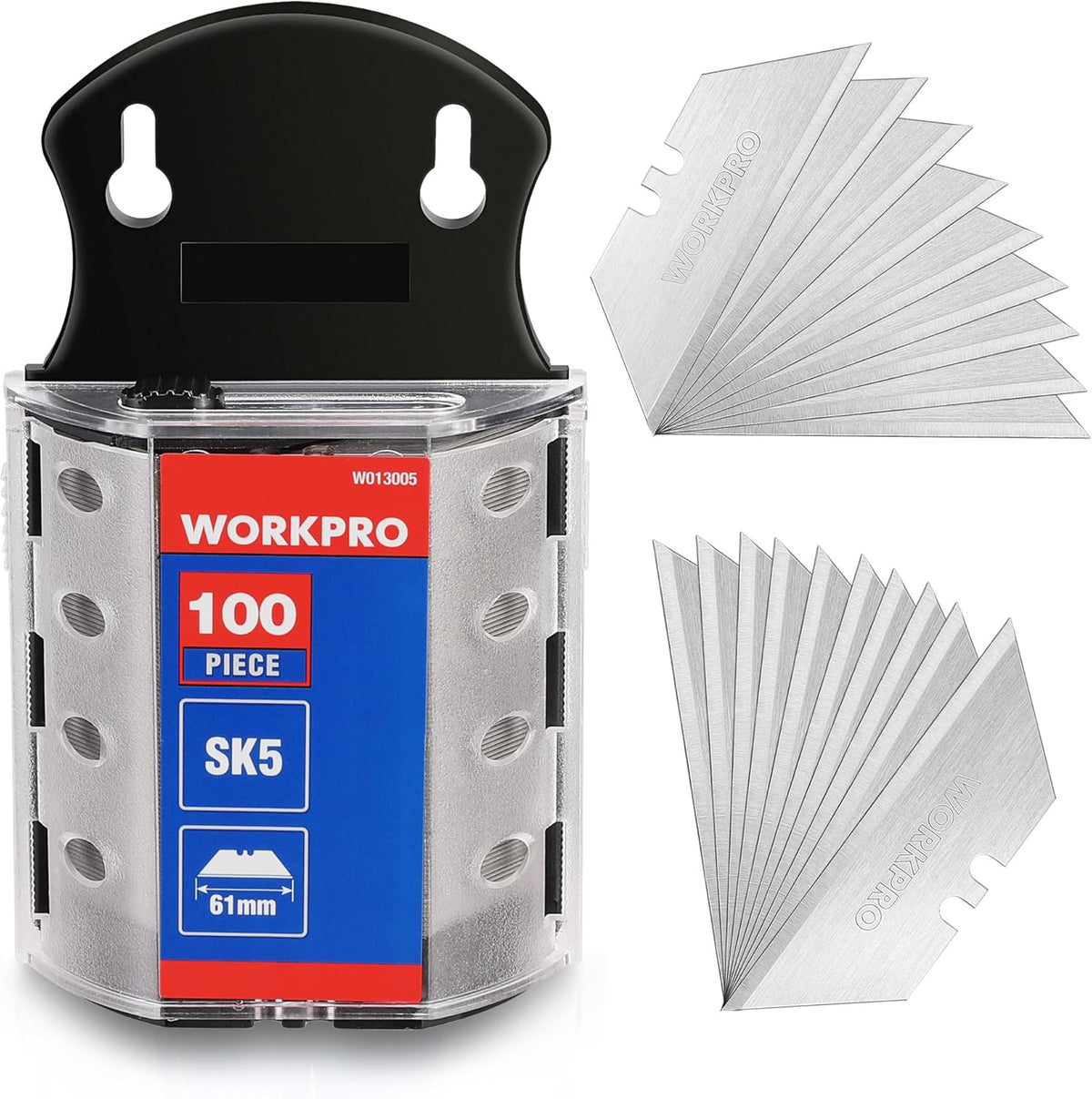 WORKPRO Utility Knife Blades, SK5 Steel, 100-Pack with Dispenser - workpro utility knife blade replacement