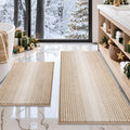 Bathroom Rugs Sets 2 Piece, Non Slip Boho Bath Mats, Beige