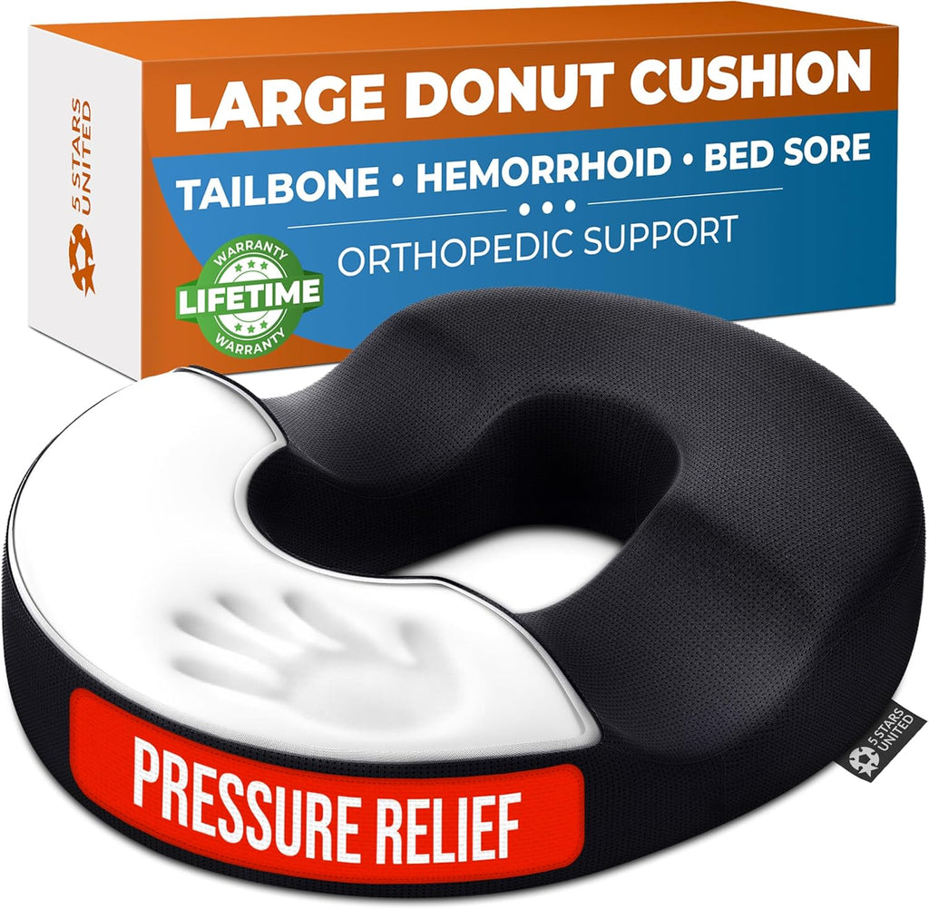 5 STARS UNITED Donut Pillow Hemorrhoid Tailbone Cushion – Large Cushion