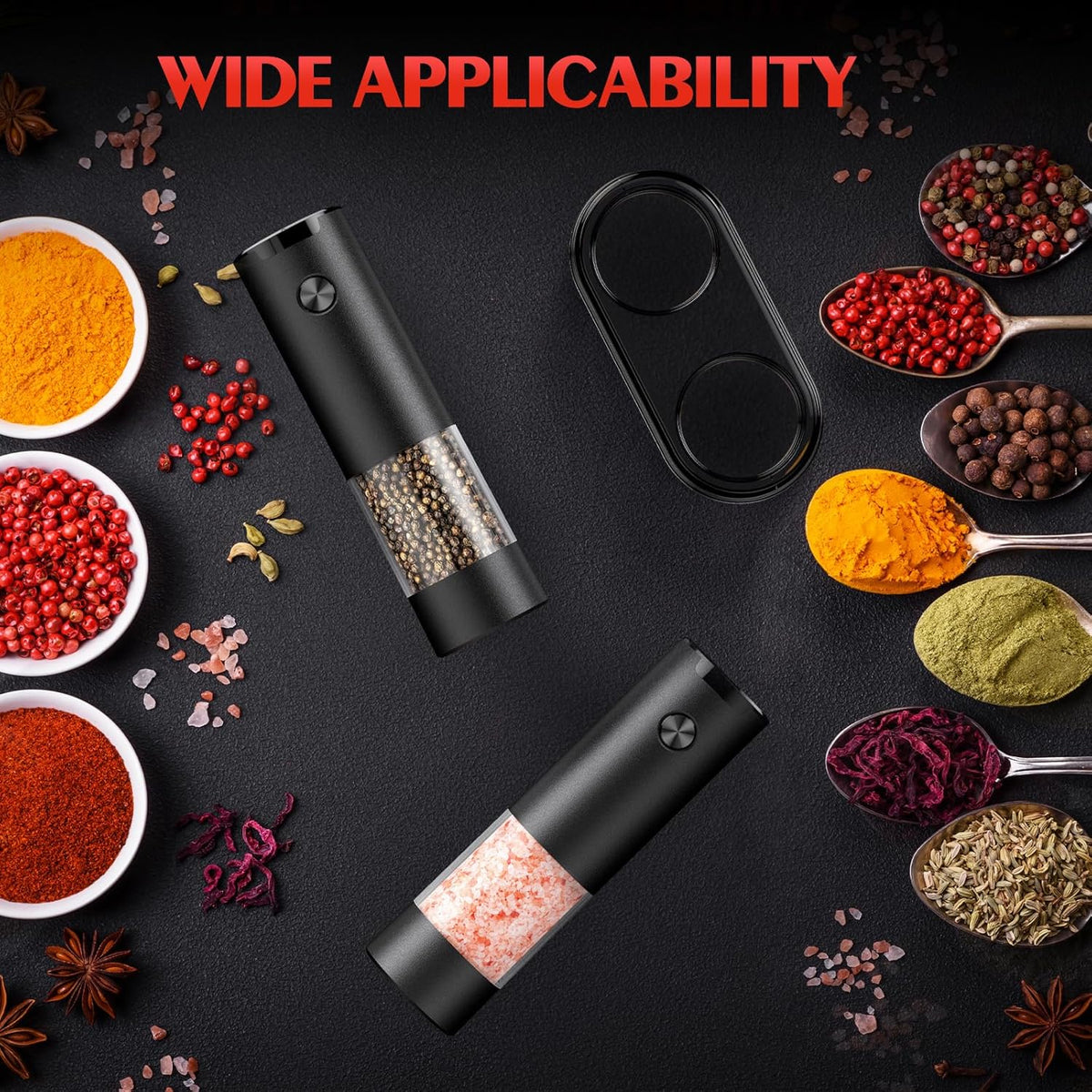 Electric Salt and Pepper Grinder Set Automatic Battery Pepper Mill Shakers