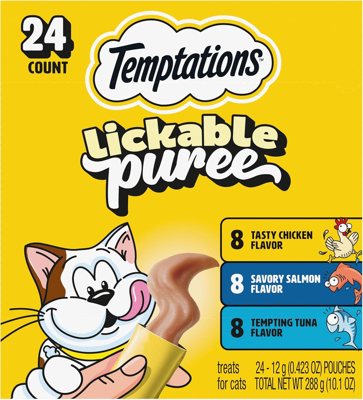 Temptations Creamy Puree Squeezable Lickable Cat Treats, Wet Cat Treats