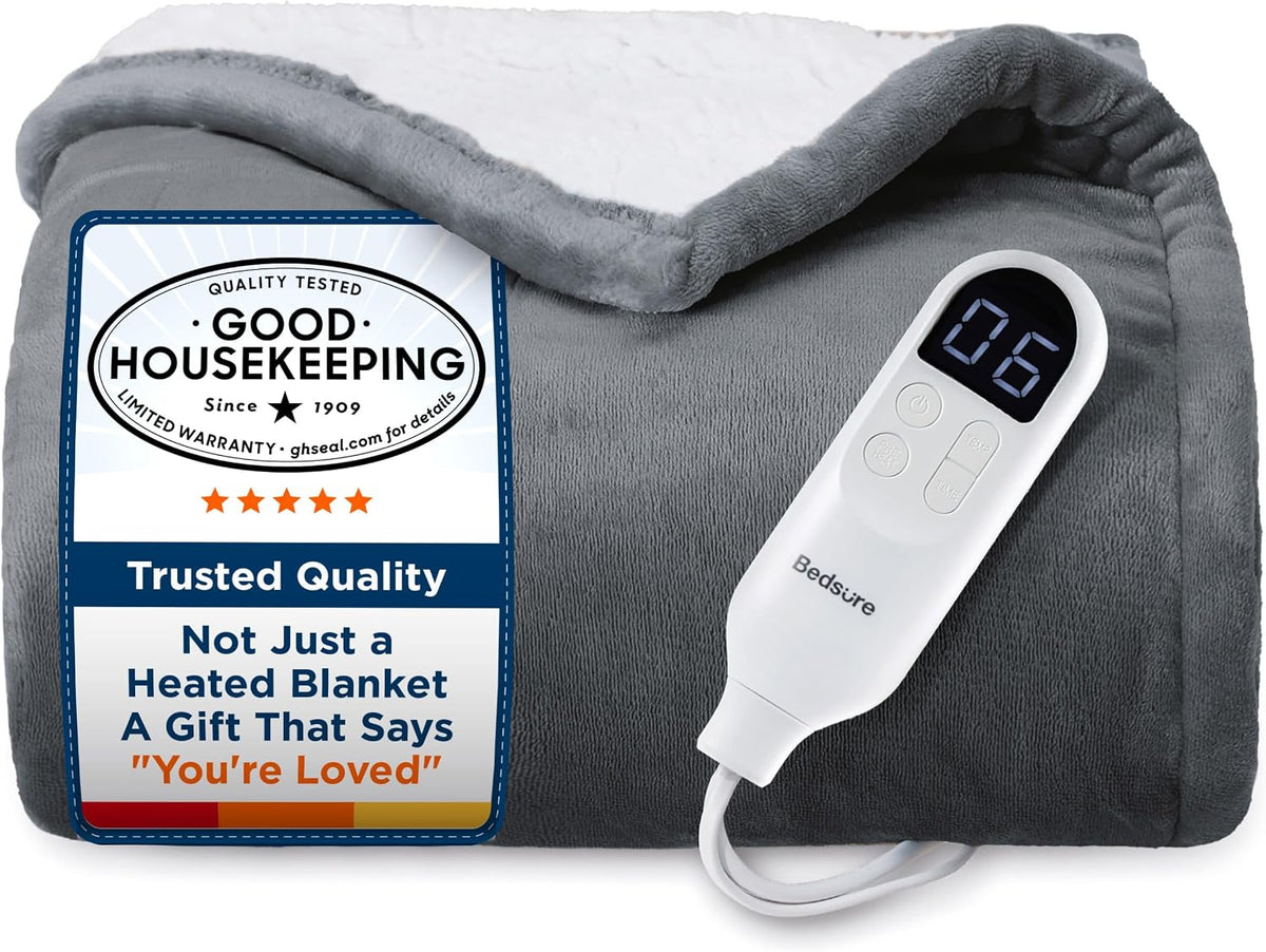 Bedsure Heated Blanket Throw Blanket with Preheat Function