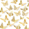 SAOROPEB 3D Butterfly Wall Decor - 48 Pcs, 4 Styles, 3 Sizes, Gold Butterfly